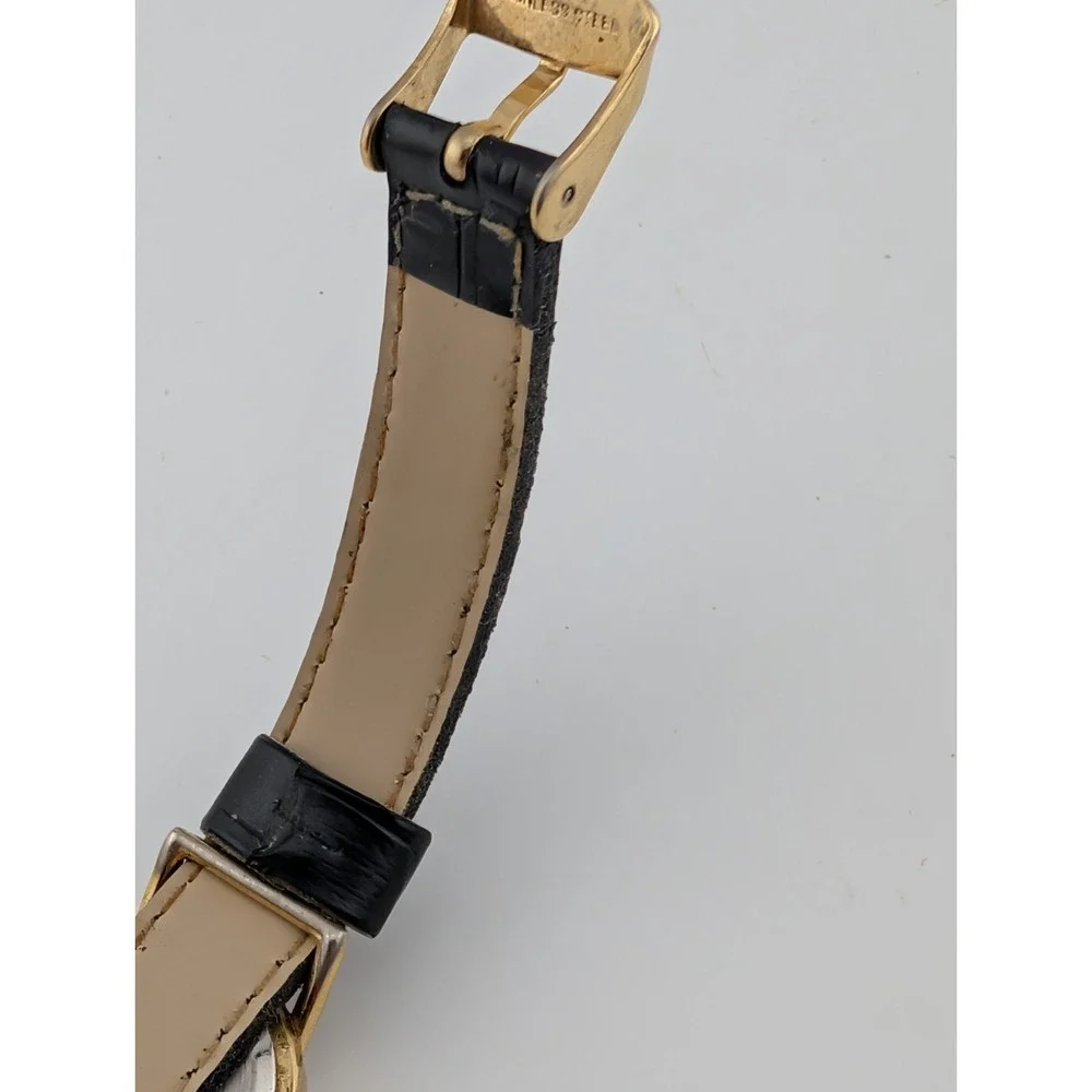 Honey Women's Watch 23mm Gold Case Black Faux Leather Band- New Battery